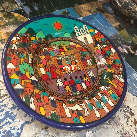 Mexican Painted Plate 10” Plate Dish Art Hanging Wall Art - Picture 11 of 16